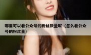 哪里可以看公众号的粉丝数量呢（怎么看公众号的粉丝量）