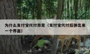 为什么支付宝代付异常（支付宝代付后弹出来一个界面）