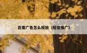 百度广告怎么投放（短信推广）