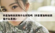 抖音加粉丝团有什么好处吗（抖音里加粉丝团是什么意思）