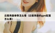 云服务器参数怎么看（云服务器的gpu配置怎么看）