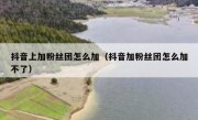 抖音上加粉丝团怎么加（抖音加粉丝团怎么加不了）