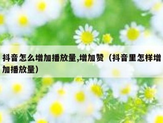 抖音怎么增加播放量,增加赞（抖音里怎样增加播放量）