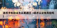 派币手机验证怎么算通过（派币认证有风险吗）