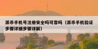 派币手机号注册安全吗可靠吗（派币手机验证步骤详细步骤详解）