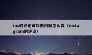 ins的评论可以撤回吗怎么弄（instagram的评论）