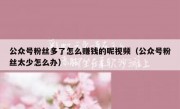 公众号粉丝多了怎么赚钱的呢视频（公众号粉丝太少怎么办）