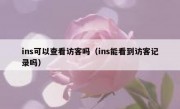 ins可以查看访客吗（ins能看到访客记录吗）