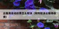 云服务自动扣费怎么取消（如何取消云服务收费）