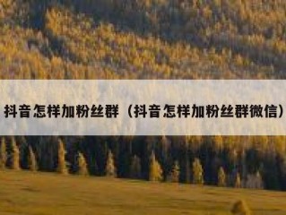 抖音怎样加粉丝群（抖音怎样加粉丝群微信）