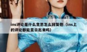 ins评论是什么意思怎么回复他（ins上的评论都能显示出来吗）