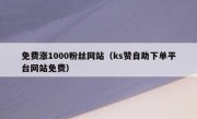 免费涨1000粉丝网站（ks赞自助下单平台网站免费）