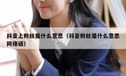 抖音上粉丝是什么意思（抖音粉丝是什么意思网络语）