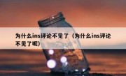 为什么ins评论不见了（为什么ins评论不见了呢）