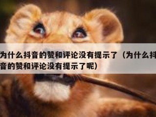 为什么抖音的赞和评论没有提示了（为什么抖音的赞和评论没有提示了呢）
