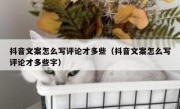 抖音文案怎么写评论才多些（抖音文案怎么写评论才多些字）