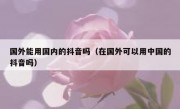 国外能用国内的抖音吗（在国外可以用中国的抖音吗）