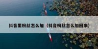 抖音里粉丝怎么加（抖音粉丝怎么加回来）