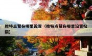 推特点赞在哪里设置（推特点赞在哪里设置权限）