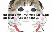 抖音加粉丝多少钱一个小时啊怎么算（抖音加粉丝多少钱一个小时啊怎么算收益）