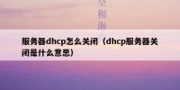 服务器dhcp怎么关闭（dhcp服务器关闭是什么意思）