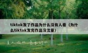 tiktok发了作品为什么没有人看（为什么tiktok发完作品没流量）