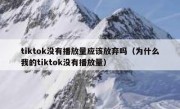 tiktok没有播放量应该放弃吗（为什么我的tiktok没有播放量）