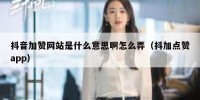 抖音加赞网站是什么意思啊怎么弄（抖加点赞app）