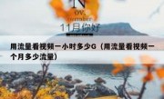 用流量看视频一小时多少G（用流量看视频一个月多少流量）