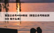 微信公众号4000粉丝（微信公众号粉丝到500 有什么用）