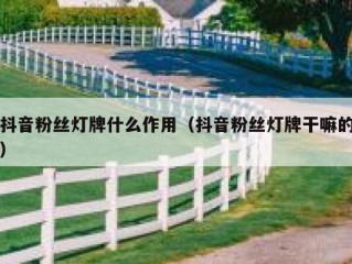抖音粉丝灯牌什么作用（抖音粉丝灯牌干嘛的）