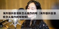 海外版抖音涨粉怎么操作的呀（海外版抖音涨粉怎么操作的呀视频）