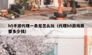 h5手游代理一条龙怎么玩（代理h5游戏需要多少钱）