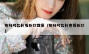 视频号如何看粉丝数量（视频号如何查看粉丝）