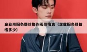 企业用服务器价格购买价格表（企业服务器价格多少）