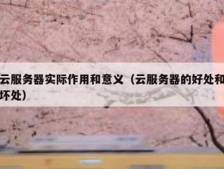 云服务器实际作用和意义（云服务器的好处和坏处）