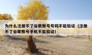 为什么注册不了谷歌账号号码不能验证（注册不了谷歌账号手机不能验证）