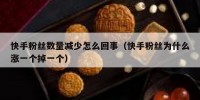 快手粉丝数量减少怎么回事（快手粉丝为什么涨一个掉一个）
