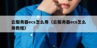 云服务器ecs怎么用（云服务器ecs怎么用教程）