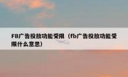 FB广告投放功能受限（fb广告投放功能受限什么意思）