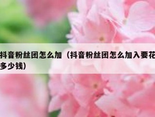 抖音粉丝团怎么加（抖音粉丝团怎么加入要花多少钱）