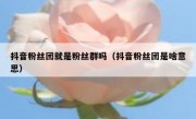 抖音粉丝团就是粉丝群吗（抖音粉丝团是啥意思）