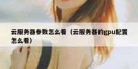 云服务器参数怎么看（云服务器的gpu配置怎么看）