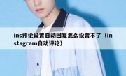 ins评论设置自动回复怎么设置不了（instagram自动评论）