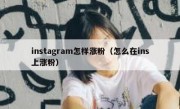 instagram怎样涨粉（怎么在ins上涨粉）