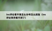 ins评论看不懂怎么办呀怎么回复（ins评论突然看不到了）