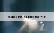 沧州限号查询（沧州限号查询2022）