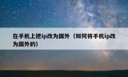 在手机上把ip改为国外（如何将手机ip改为国外的）