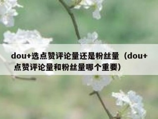 dou+选点赞评论量还是粉丝量（dou+ 点赞评论量和粉丝量哪个重要）