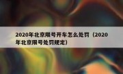 2020年北京限号开车怎么处罚（2020年北京限号处罚规定）